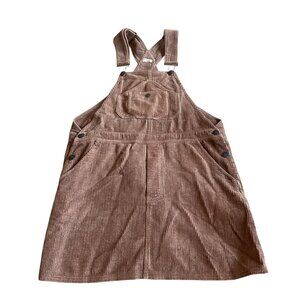 Faherty Brown Corduroy Skirt Overalls Jumper Casual Comfy 100% Cotton Size Med